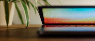 laptop on a table